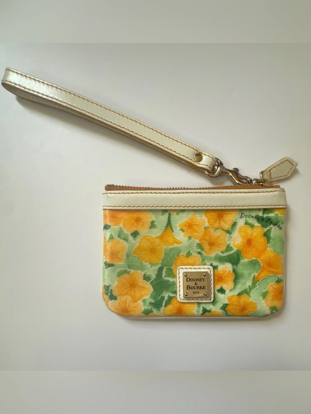 Dooney & Bourke Yellow Petunia Floral Wristlet Wallet Pouchette